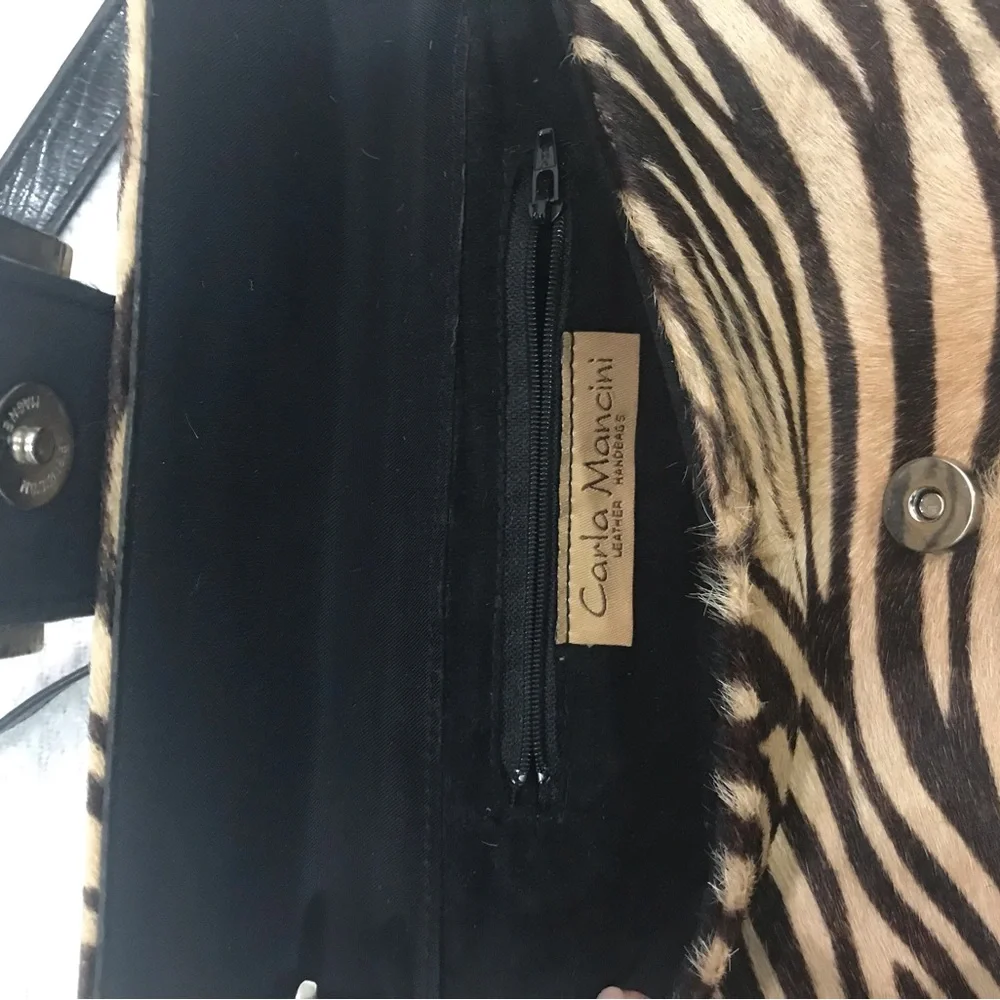 Zebra Pattern Clutch with Black Strap - Picture 3 of 5